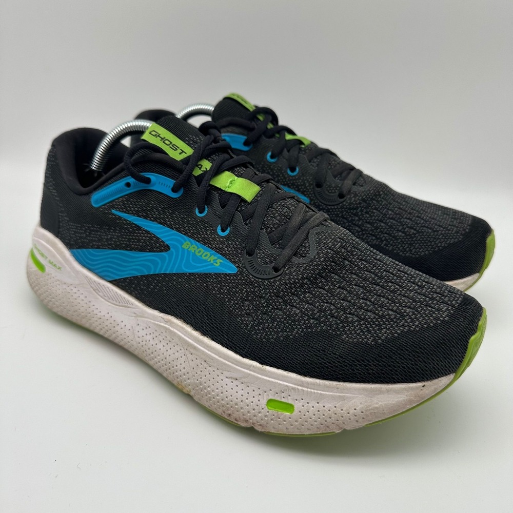 Brooks Ghost Max Mens Shoes Black Blue White Athletic Running Sneakers Size 10.5
